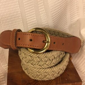 Leather/woven brass buckle made in USA belt